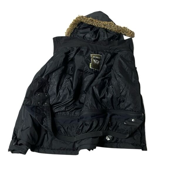 BURTON Dry Ride Black Jacket Snowboard Ski Winter Removable Hood Size Small - Picture 6 of 13